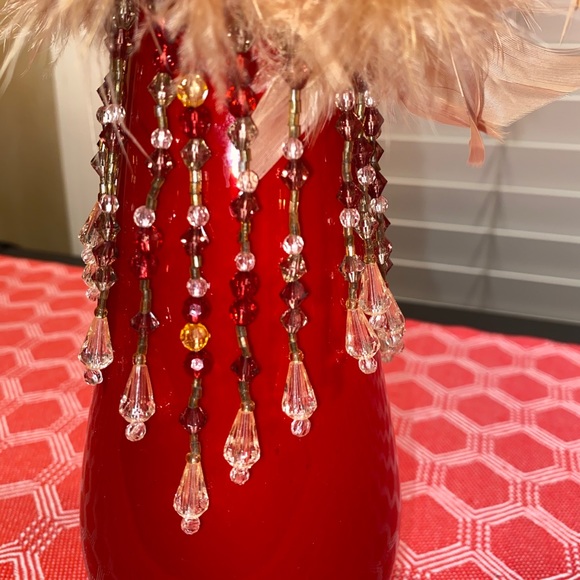 Feathers and Beading Wine bottle adornment - Picture 7 of 16